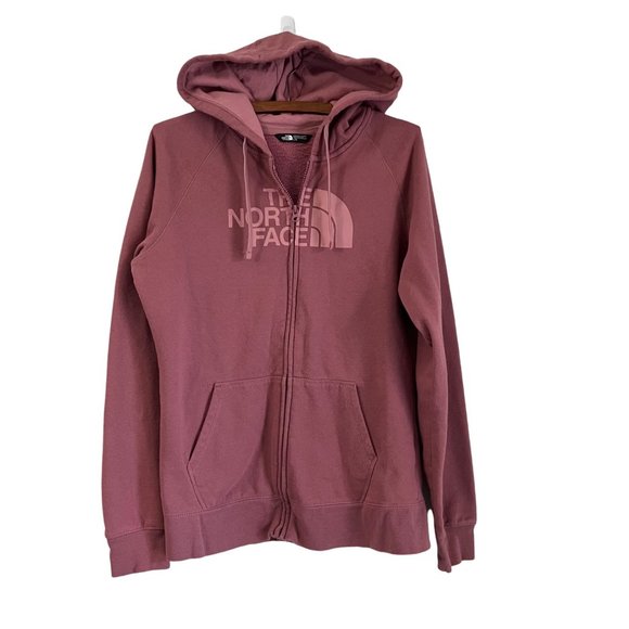 The North Face Tops - The North Face Womens Mauve Pink Logo Front Full Zip Hoodie Sweater Size Large